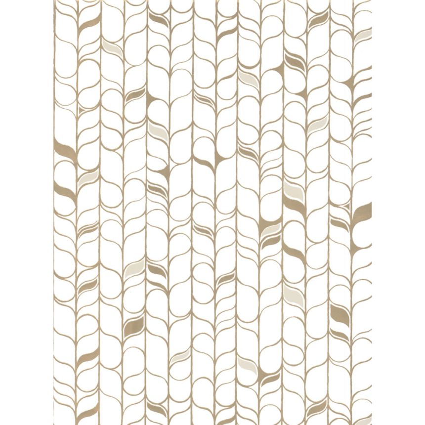 White-gold non-woven wallpaper, leaves OS4201, Modern Nature II, York