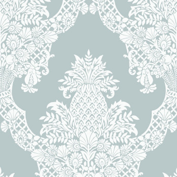 Turquoise pre-pasted wallpaper, ornaments DM4973, Damask, York