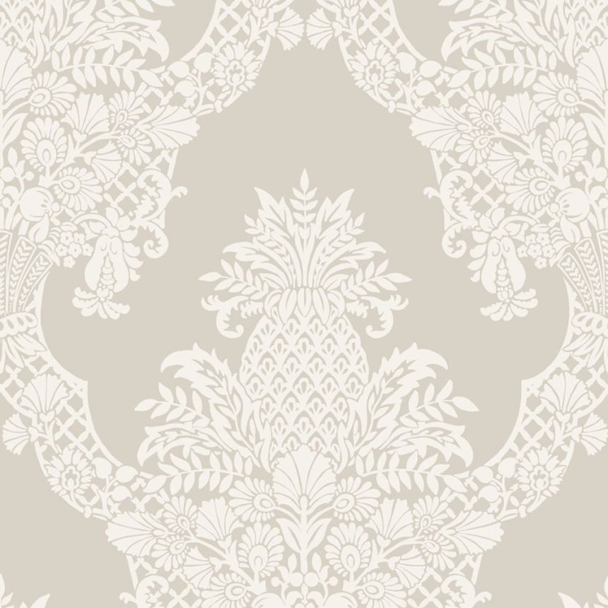 Grey-beige pre-pasted, ornaments, pineapple DM4972, Damask, York
