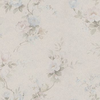 Beige non-woven floral wallpaper, Z66861, Satin Flowers, Zambaiti Parati