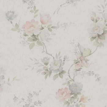 Beige non-woven floral wallpaper, Z66857, Satin Flowers, Zambaiti Parati