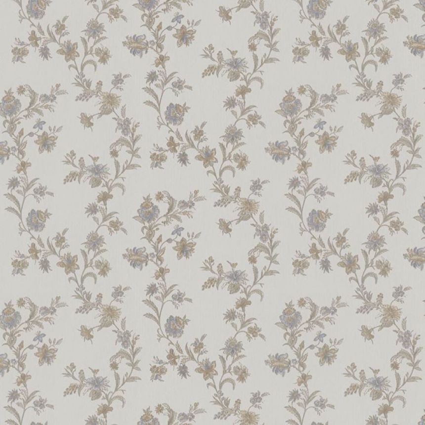 White non-woven floral wallpaper, Z66856, Satin Flowers, Zambaiti Parati