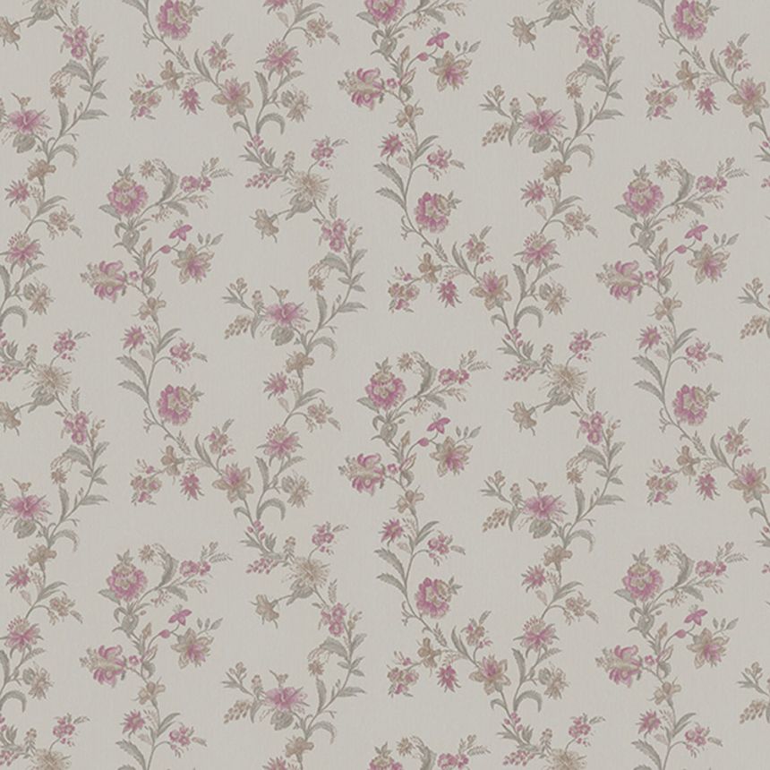 Beige non-woven floral wallpaper, Z66853, Satin Flowers, Zambaiti Parati