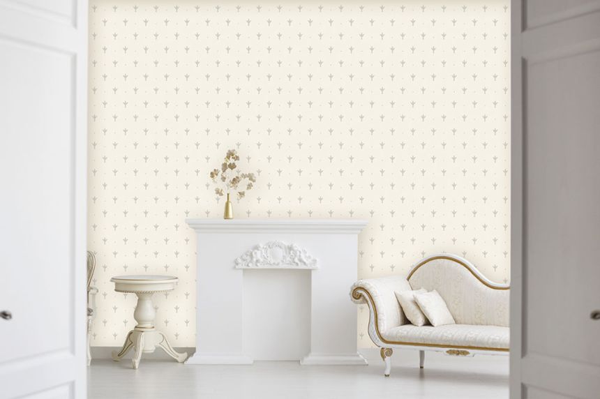 White non-woven baroque wallpaper, Z66847, Satin Flowers, Zambaiti Parati