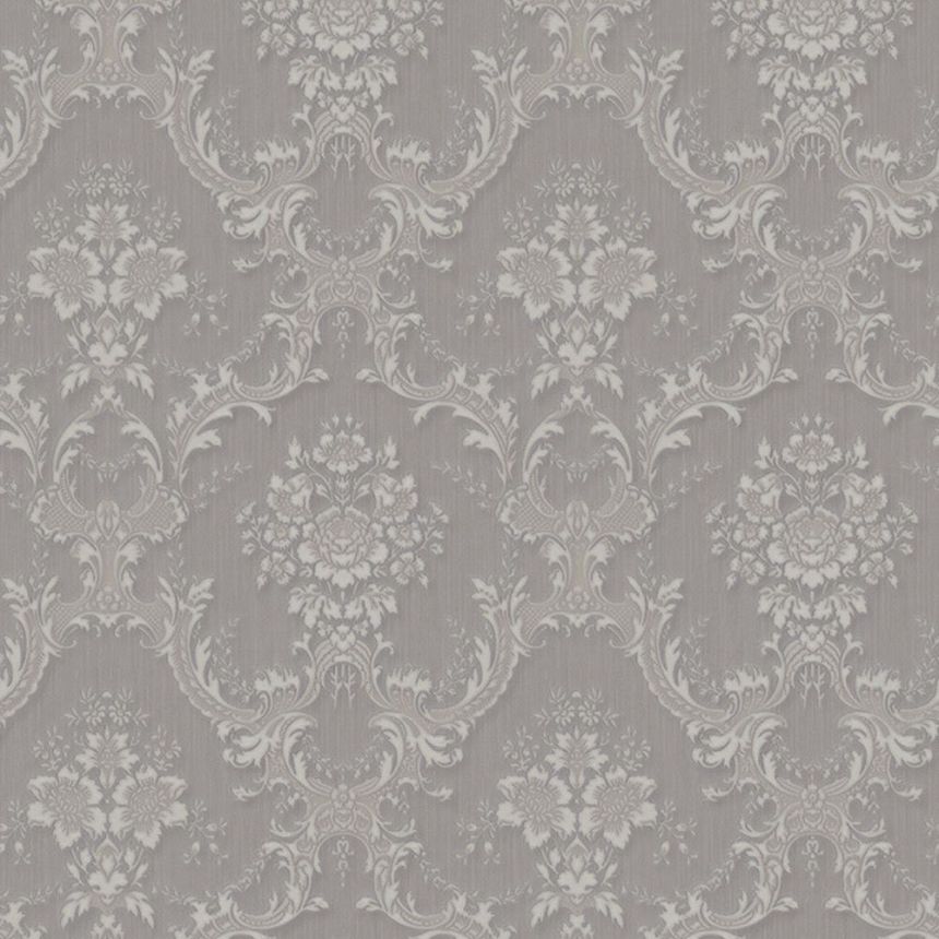 Gray non-woven baroque wallpaper, Z66841, Satin Flowers, Zambaiti Parati