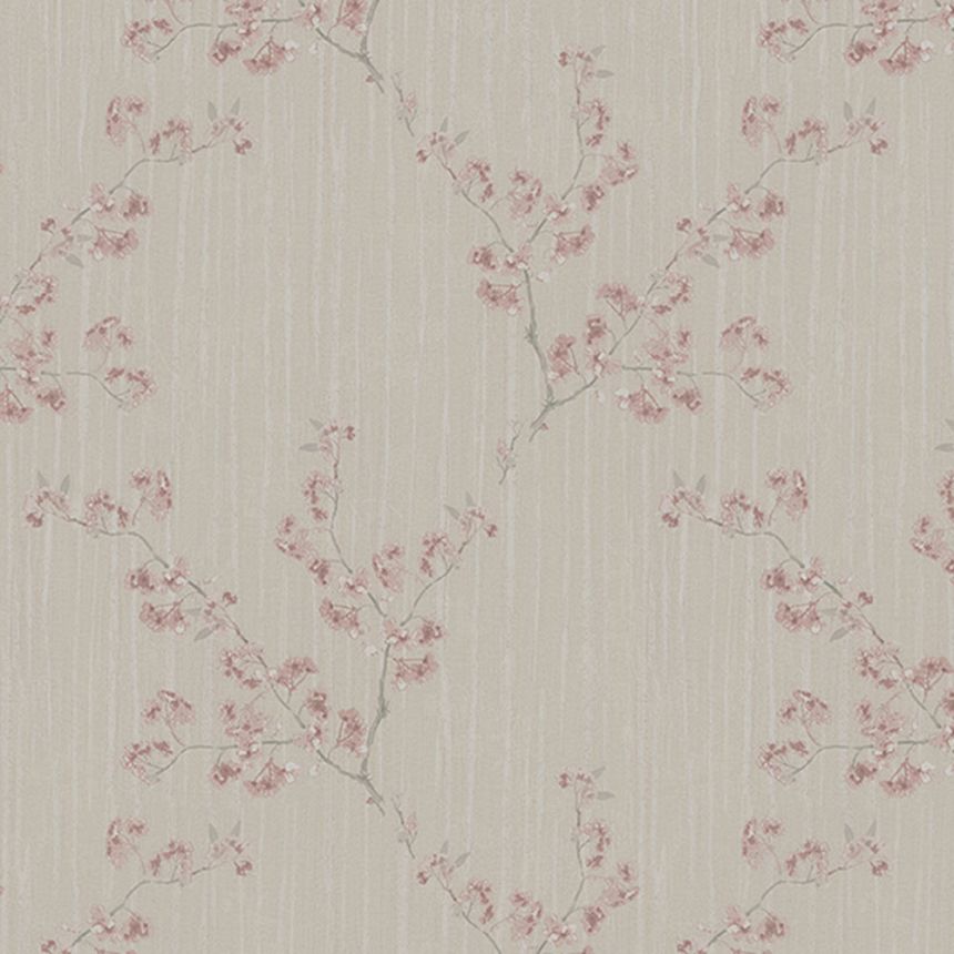 Beige non-woven floral wallpaper, Z66833, Satin Flowers, Zambaiti Parati