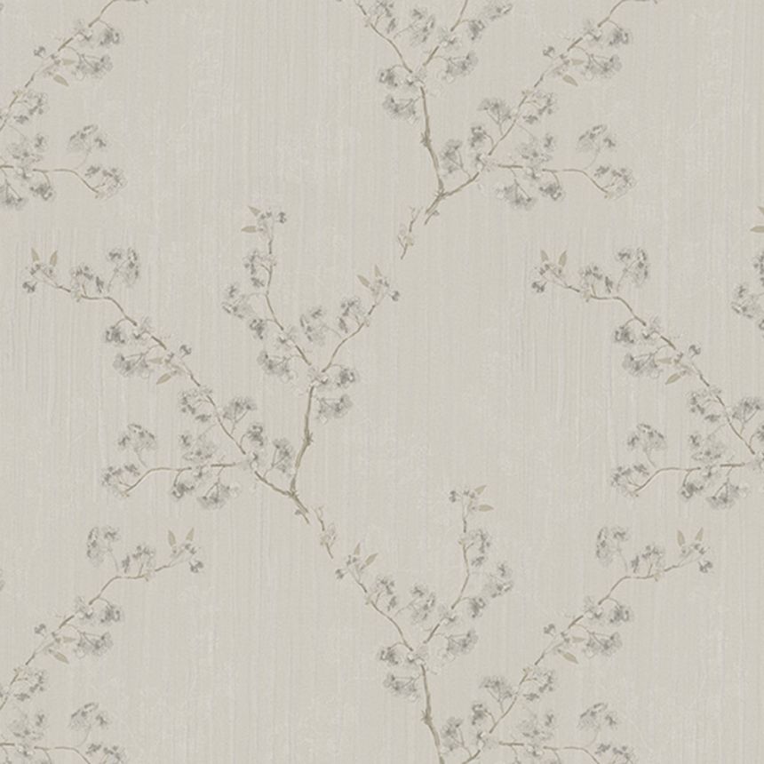 Beige non-woven floral wallpaper, Z66832, Satin Flowers, Zambaiti Parati