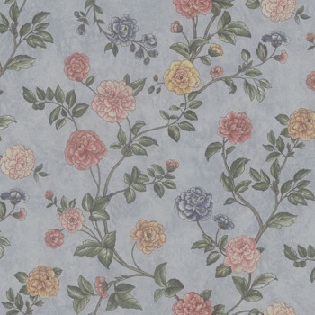 Blue non-woven floral wallpaper, Z66807, Satin Flowers, Zambaiti Parati