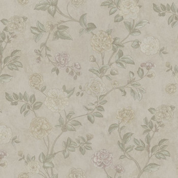 Beige non-woven floral wallpaper, Z66801, Satin Flowers, Zambaiti Parati
