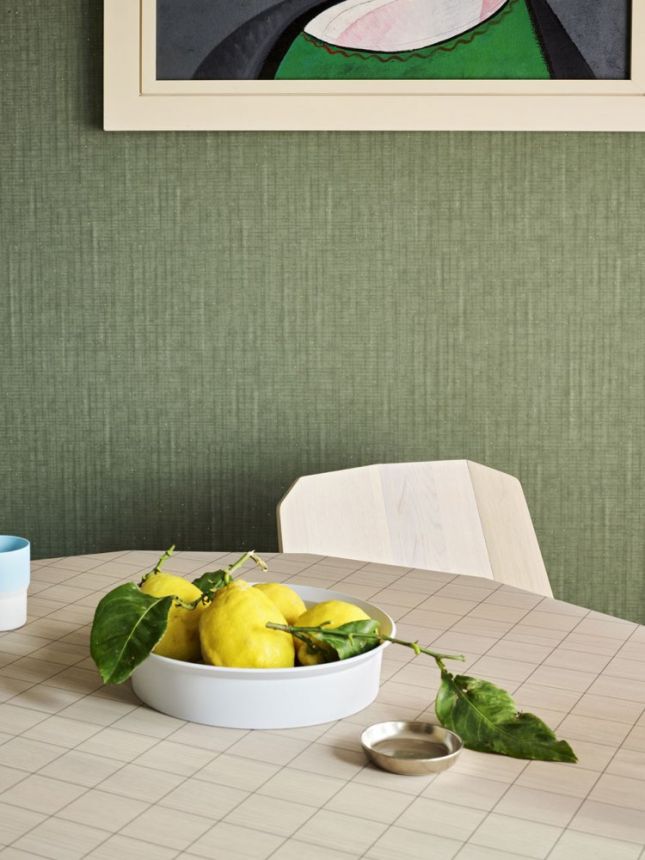 Green wallpaper with dots, fabric imitation 221224, The Marker, BN Walls