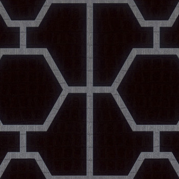 Black luxury wallpaper with a geometric pattern Z80024 Philipp Plein, Zambaiti Parati