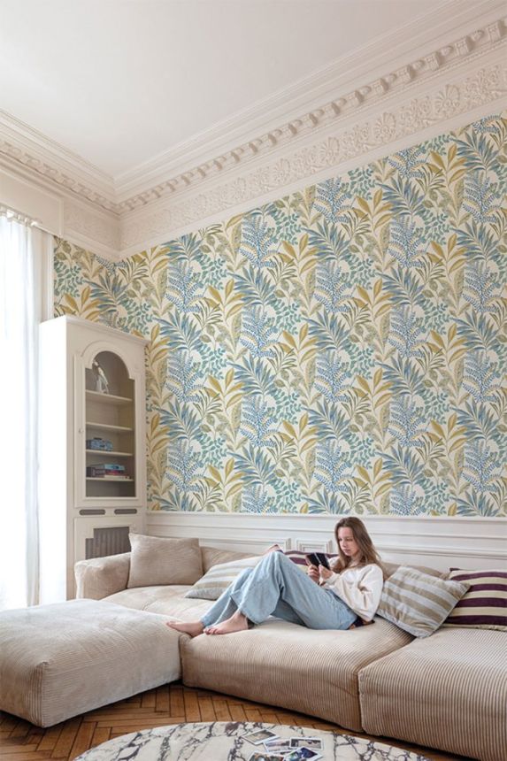 Wallpaper with colorful leaves MN3107, Maison, Grandeco