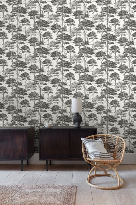 Black and white wallpaper, forest, trees MN3013, Maison, Grandeco