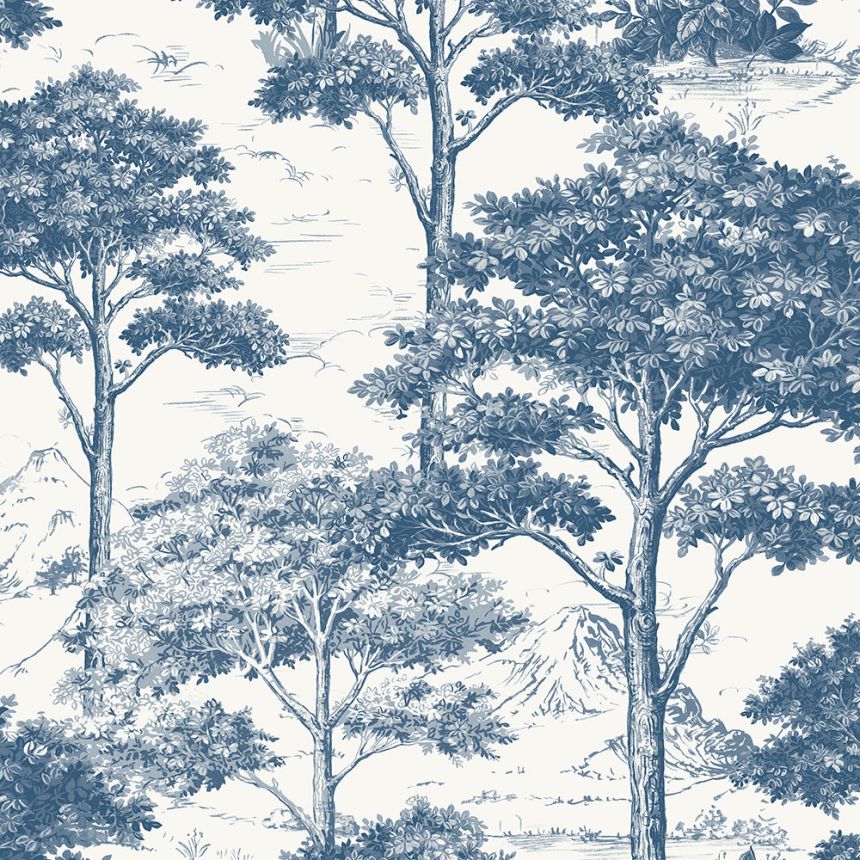 Blue wallpaper, forest, trees MN3007, Maison, Grandeco