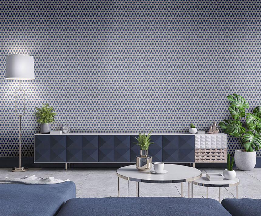Luxury blue geometric pattern wallpaper Z76045, Vision, Zambaiti Parati