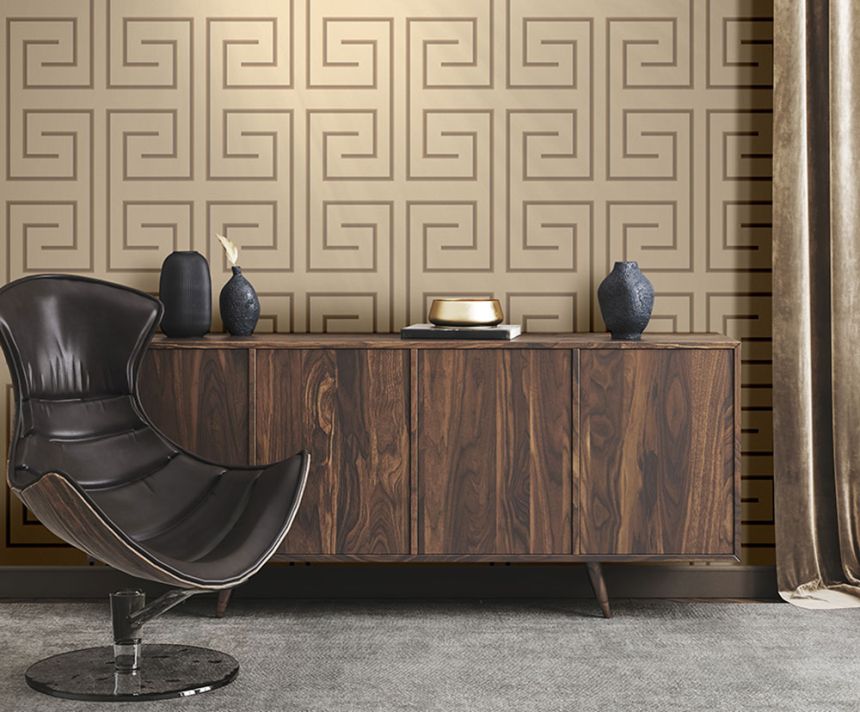 Luxury brown geometric pattern wallpaper Z76038, Vision, Zambaiti Parati