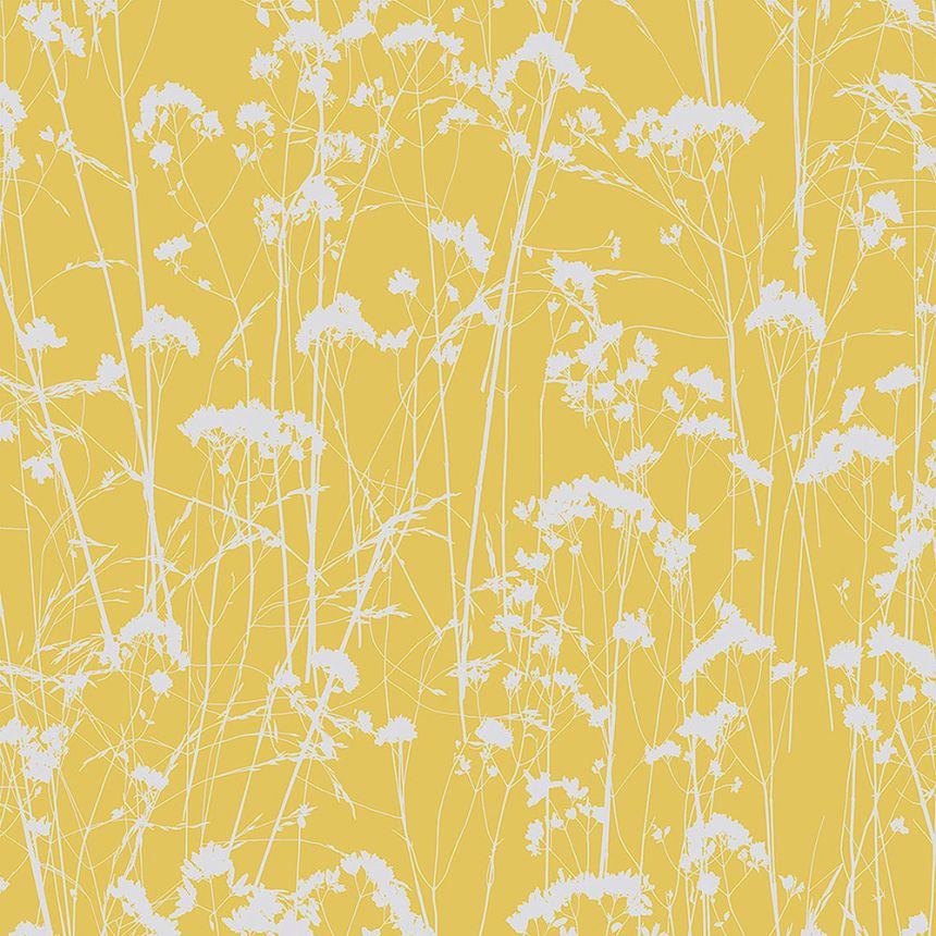 Ocher-silver meadow flower wallpaper 105458, Reclaim, Graham&Brown