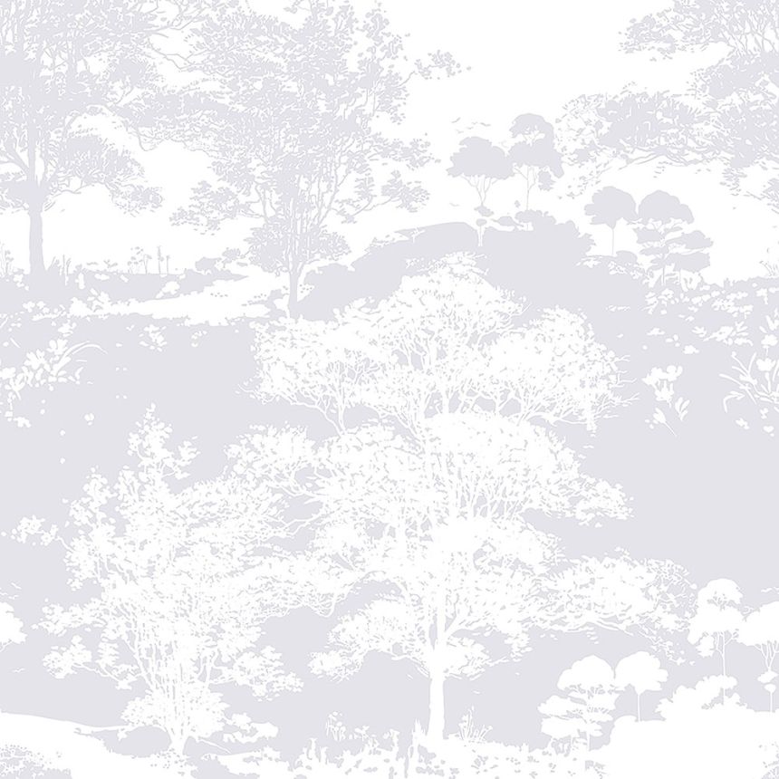 White and silver wallpaper - trees, forest 105231, Reclaim, Graham&Brown
