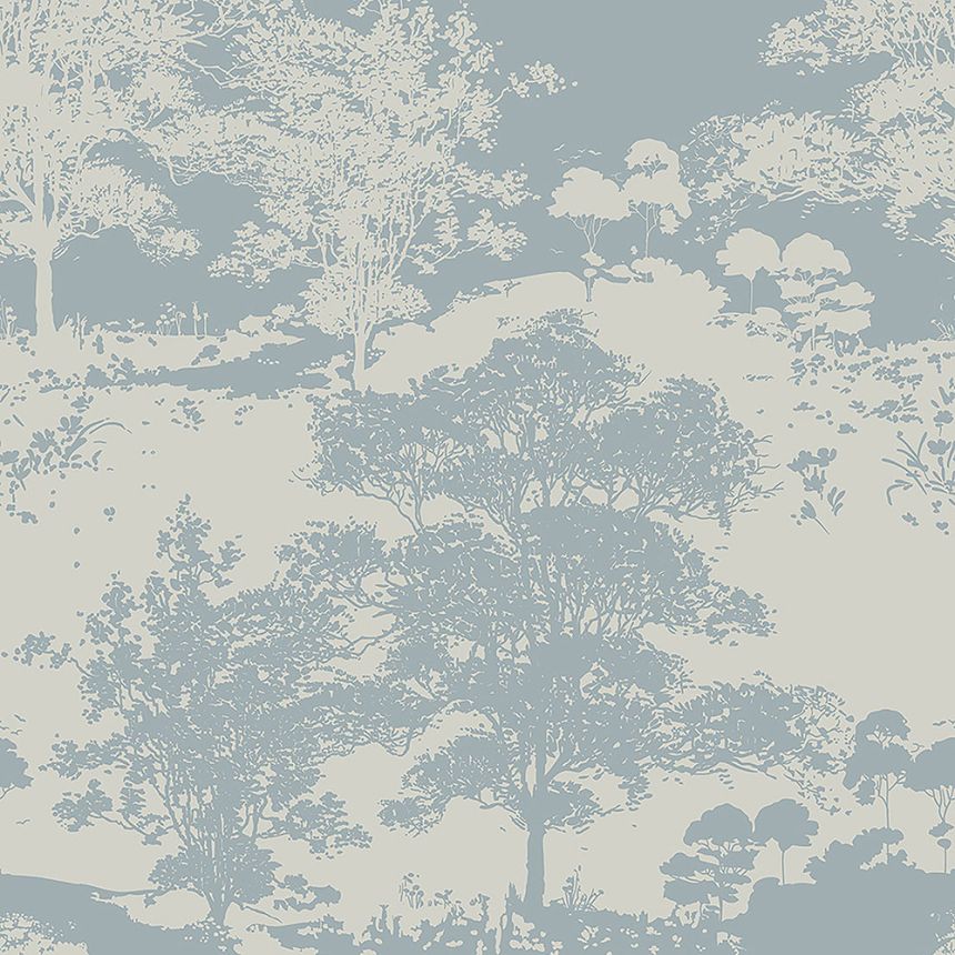 Turquoise-silver wallpaper - trees, forest 105228, Reclaim, Graham&Brown