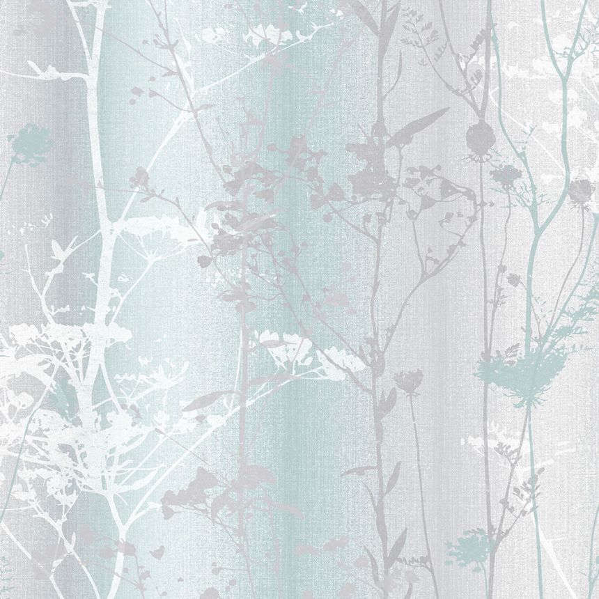 Turquoise-gray wallpaper, meadow flowers 104073, Reclaim, Graham&Brown