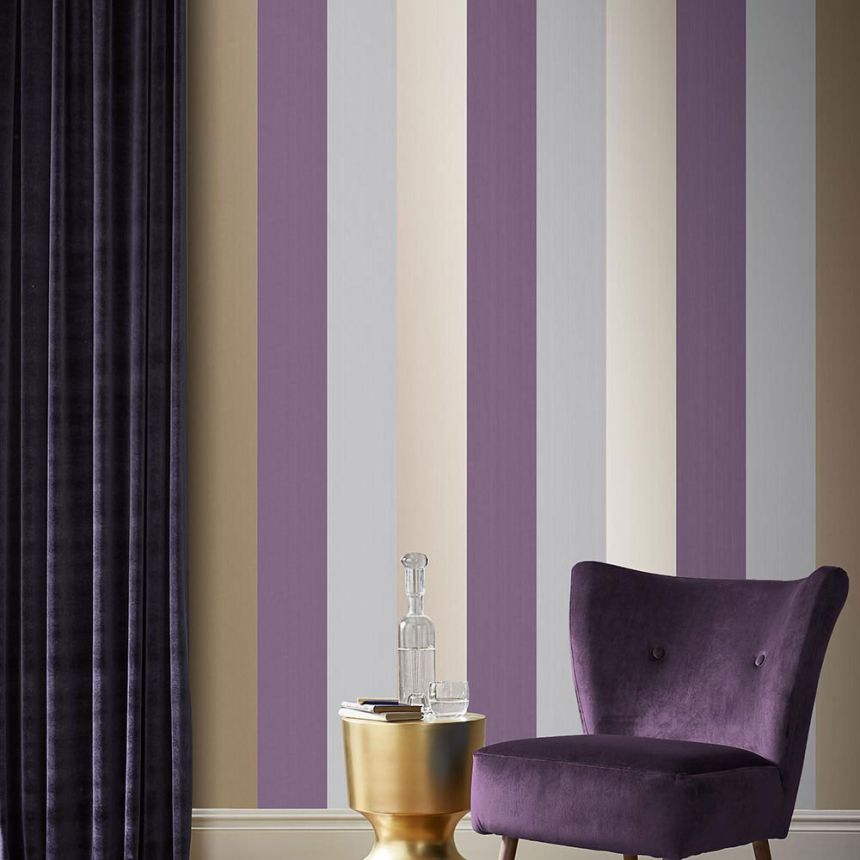 Violet-grey non-woven striped wallpaper 106352, Formation, Graham&Brown