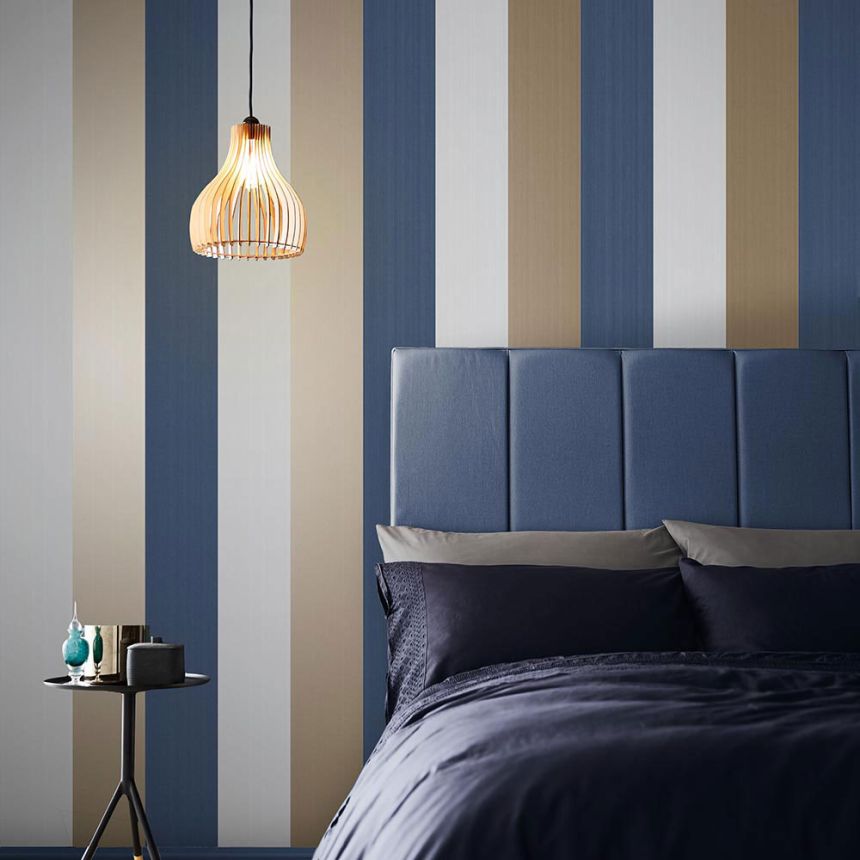 Blue-grey non-woven striped wallpaper 106351, Formation, Graham&Brown