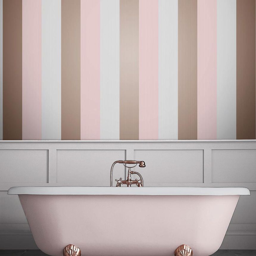 Pink-grey non-woven striped wallpaper 106349, Formation, Graham&Brown