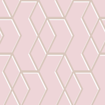 Pink wallpaper, golden geometric pattern 105910, Formation, Graham & Brown