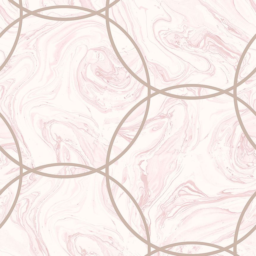 Geometric non-woven wallpaper pink marble 105756, Formation, Graham & Brown