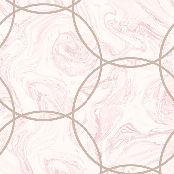 Geometric non-woven wallpaper pink marble 105756, Formation, Graham & Brown