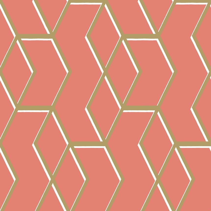 Coral wallpaper, golden geometric pattern 104736, Formation, Graham & Brown