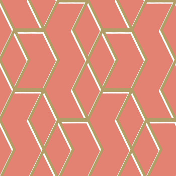 Coral wallpaper, golden geometric pattern 104736, Formation, Graham & Brown