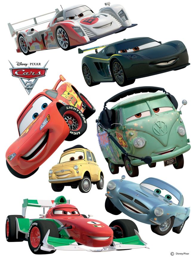 Children's wall sticker pro kluky DK 886, Disney Cars 2, Mc Queen a Francesco Bernoulli, AG Design